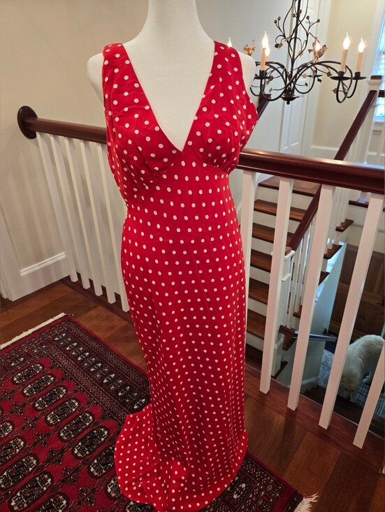 Princess Polly Dresses & Skirts - Princess Polly Red Polka Dot V-Neck Maxi Dress by